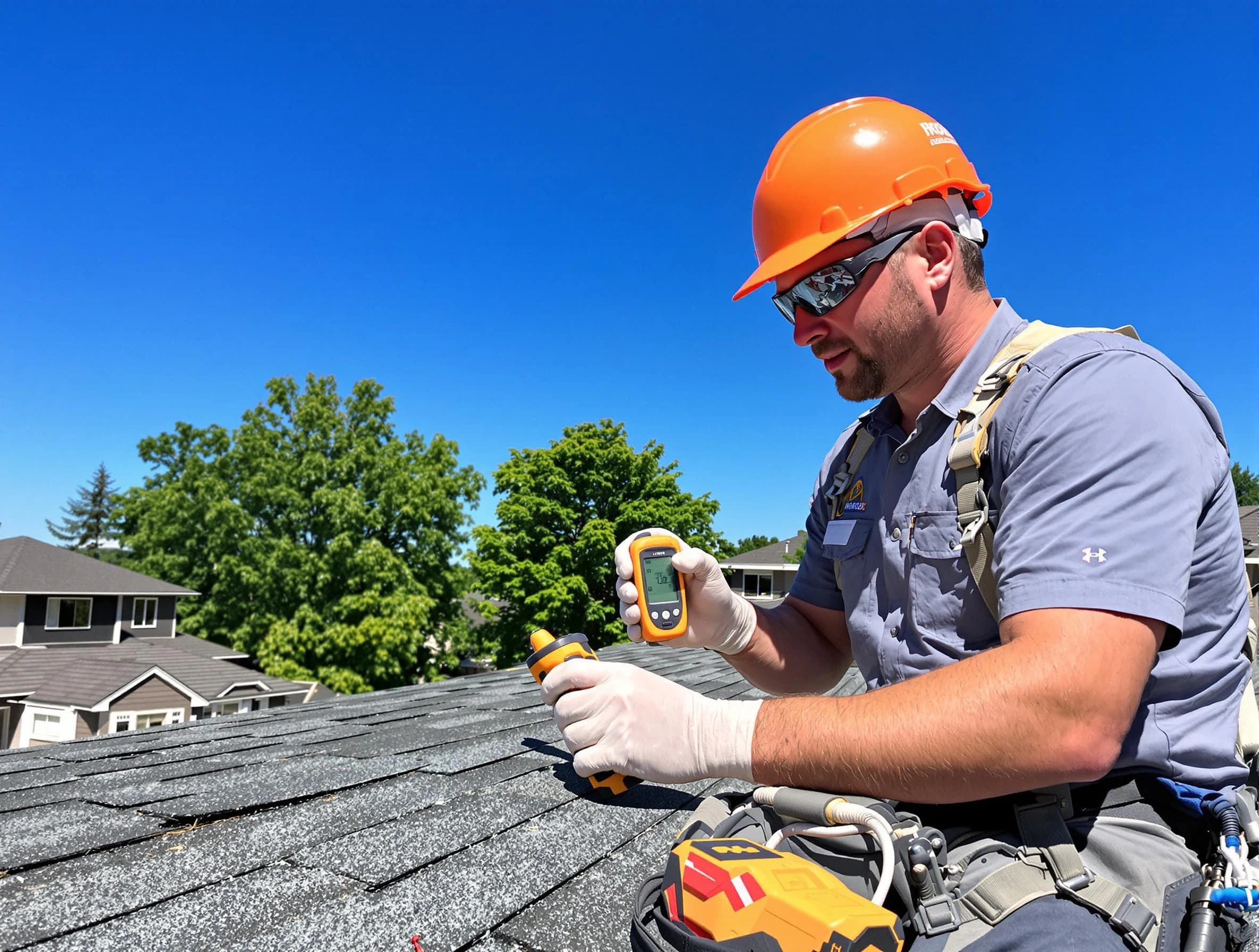 Rocky River Roofing Company conducting a roof inspection in Rocky River, OH