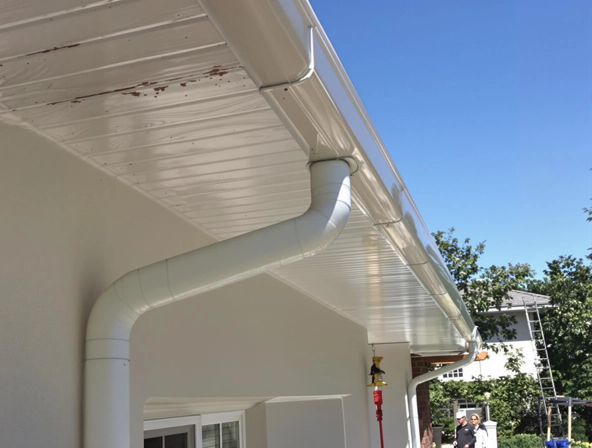 On-site seamless gutter fabrication by Rocky River Roofing Company in Rocky River, OH